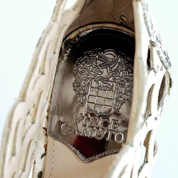 Vince Camuto Leather Snake Print Open Cage High Heel Sandal Zipper Sz 10~SH156.1 - Picture 8 of 9